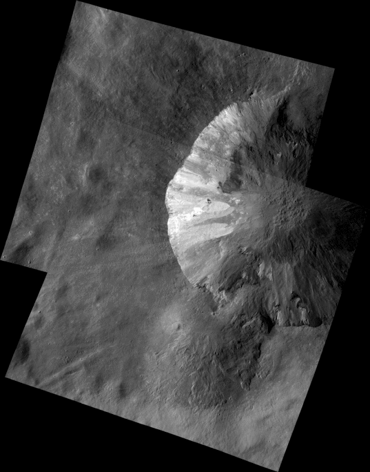 Comparison of two map-projected Vesta images of the crater Cornelia