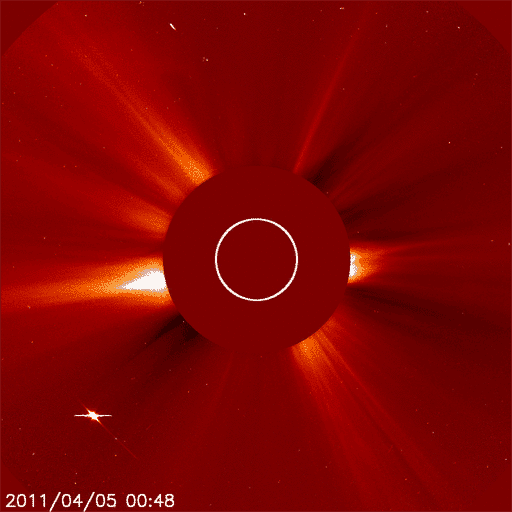 SOHO's view of the Sun and Jupiter, April 5, 2011
