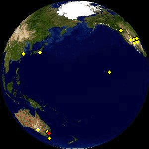 The night side of the Earth at 12:30 UTC on January 14.