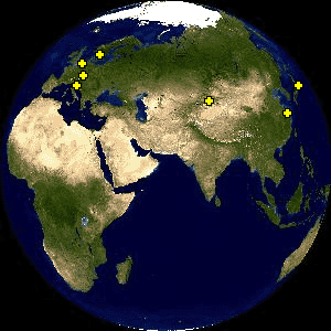 The night side of the Earth at 20:00 UTC on January 14