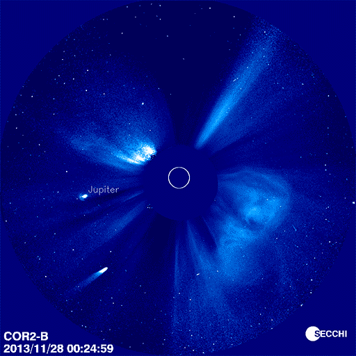 ISON rounds the Sun as seen from STEREO-B (Nov 28-29, 2013)