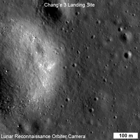 Chang'e 3 landing site as seen from orbit (before and after)