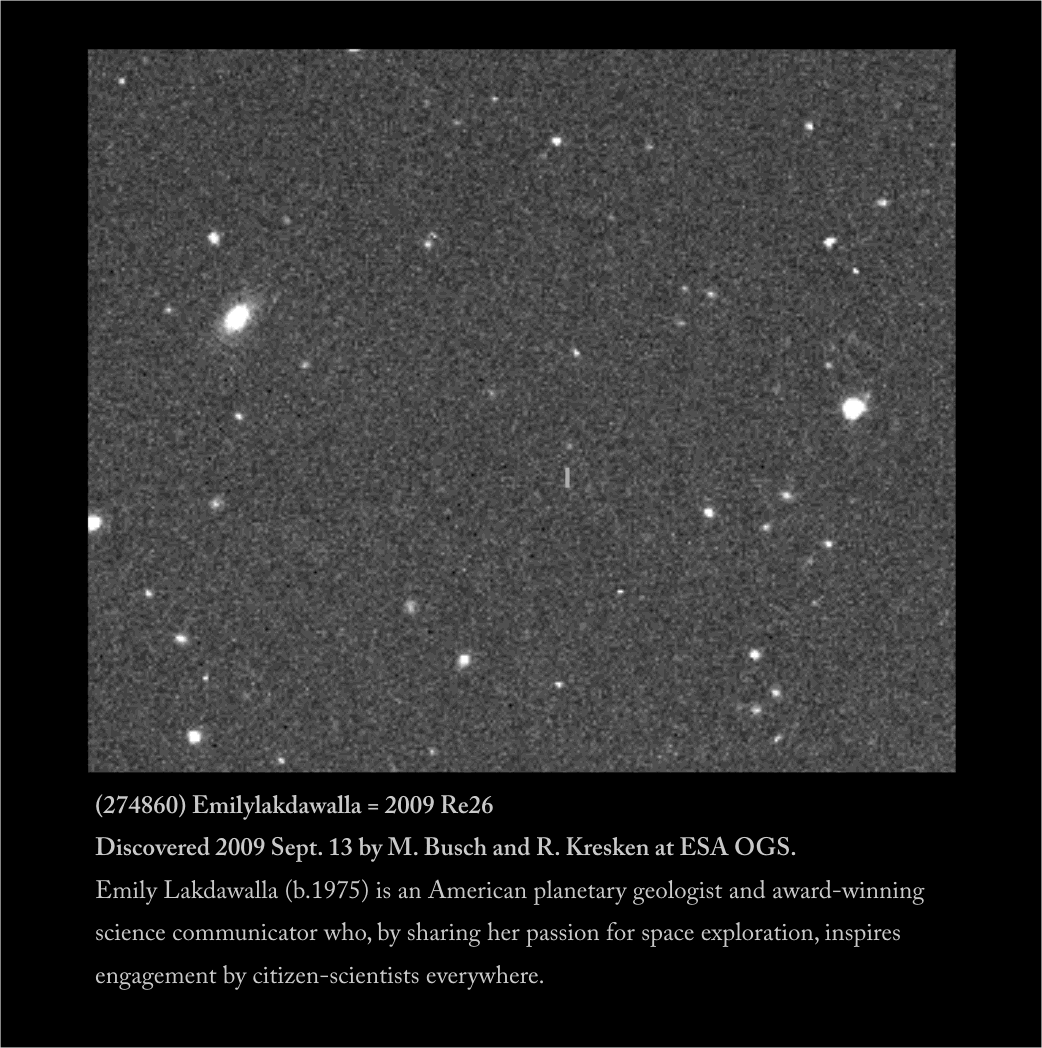 Discovery images of asteroid (274860) Emilylakdawalla