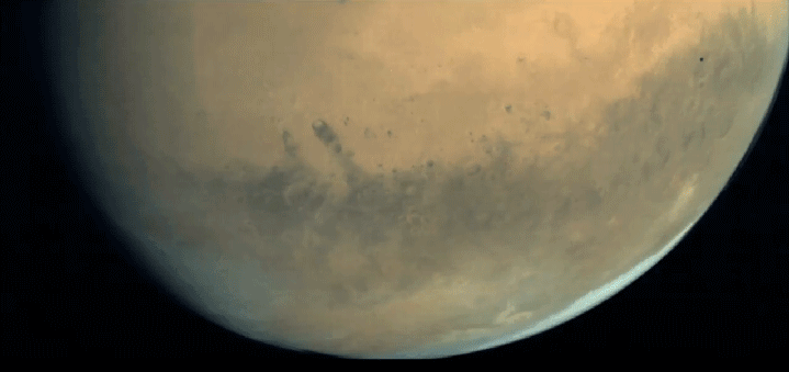 Phobos crossing Mars