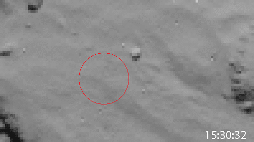 Philae first bounce site from Rosetta