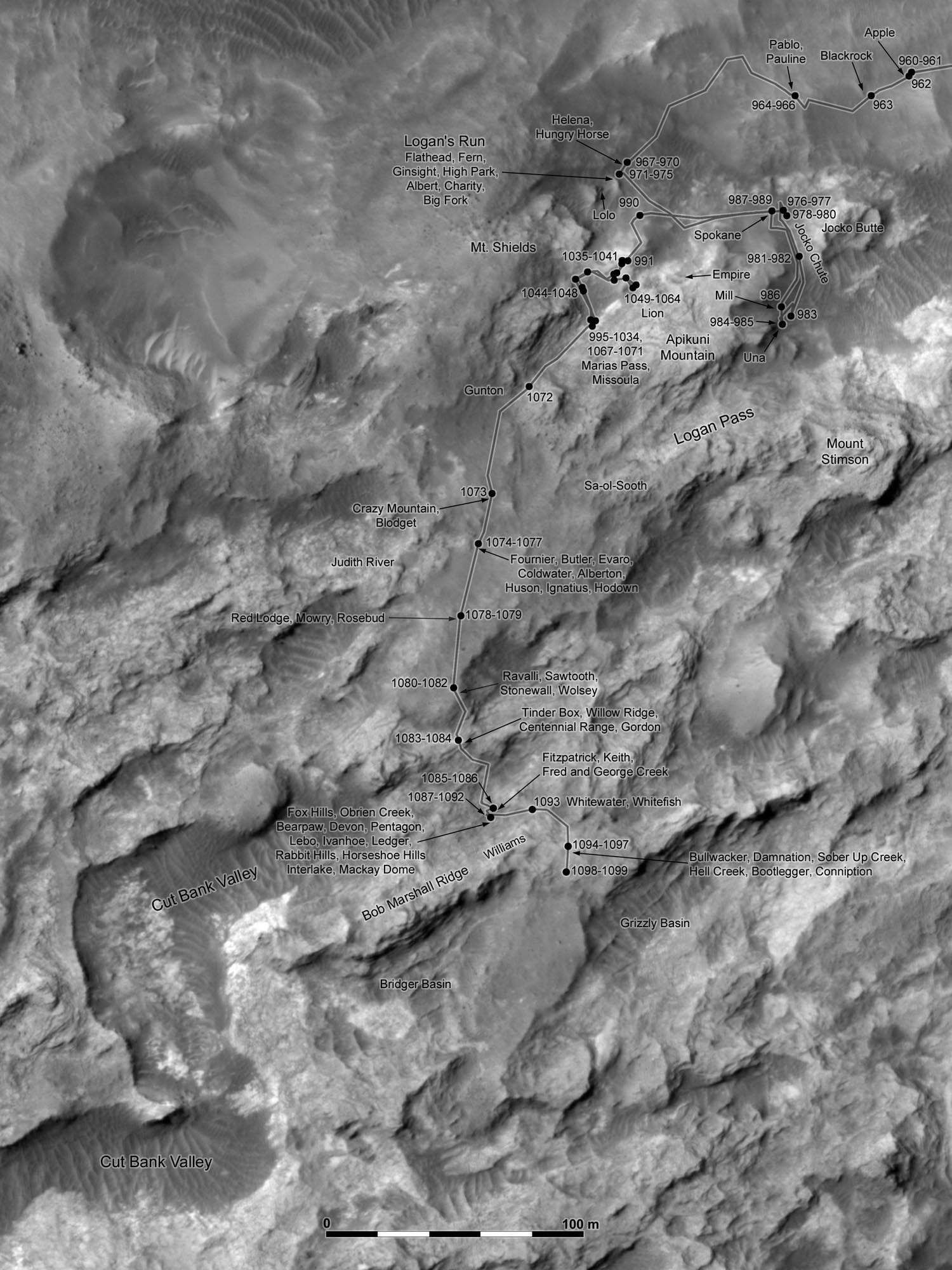 Phil Stooke's Curiosity route map: Marias… | The Planetary Society