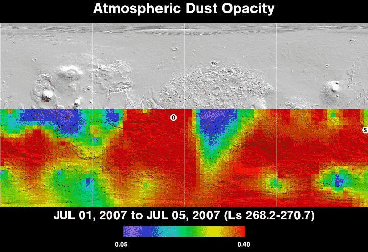 Mars' 2007 dust storm as observed by Mars Odyssey THEMIS