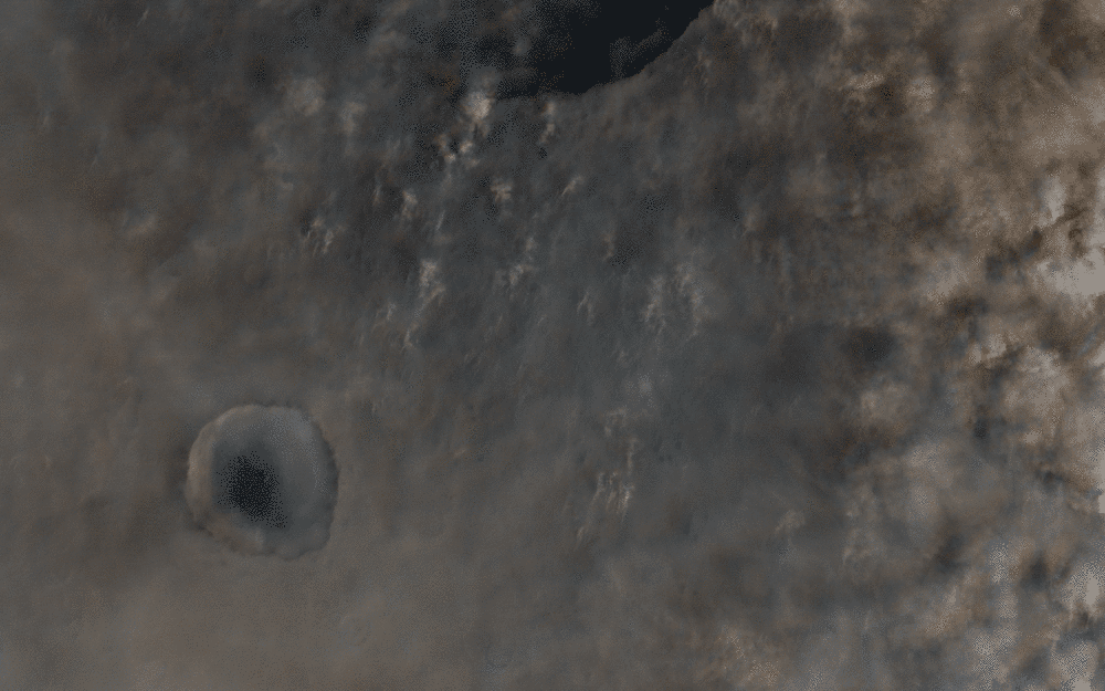 Clouds over Micoud Crater, Mars