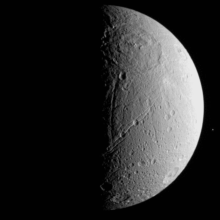 Cassini views Dione's south pole