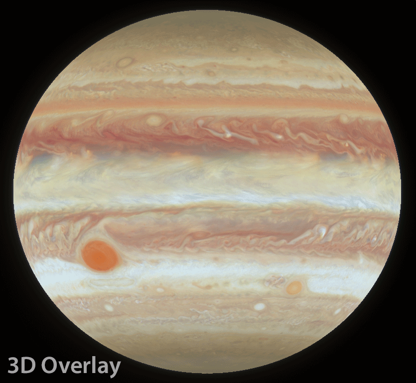 Jupiter real image, 3D overlay (first attempt)