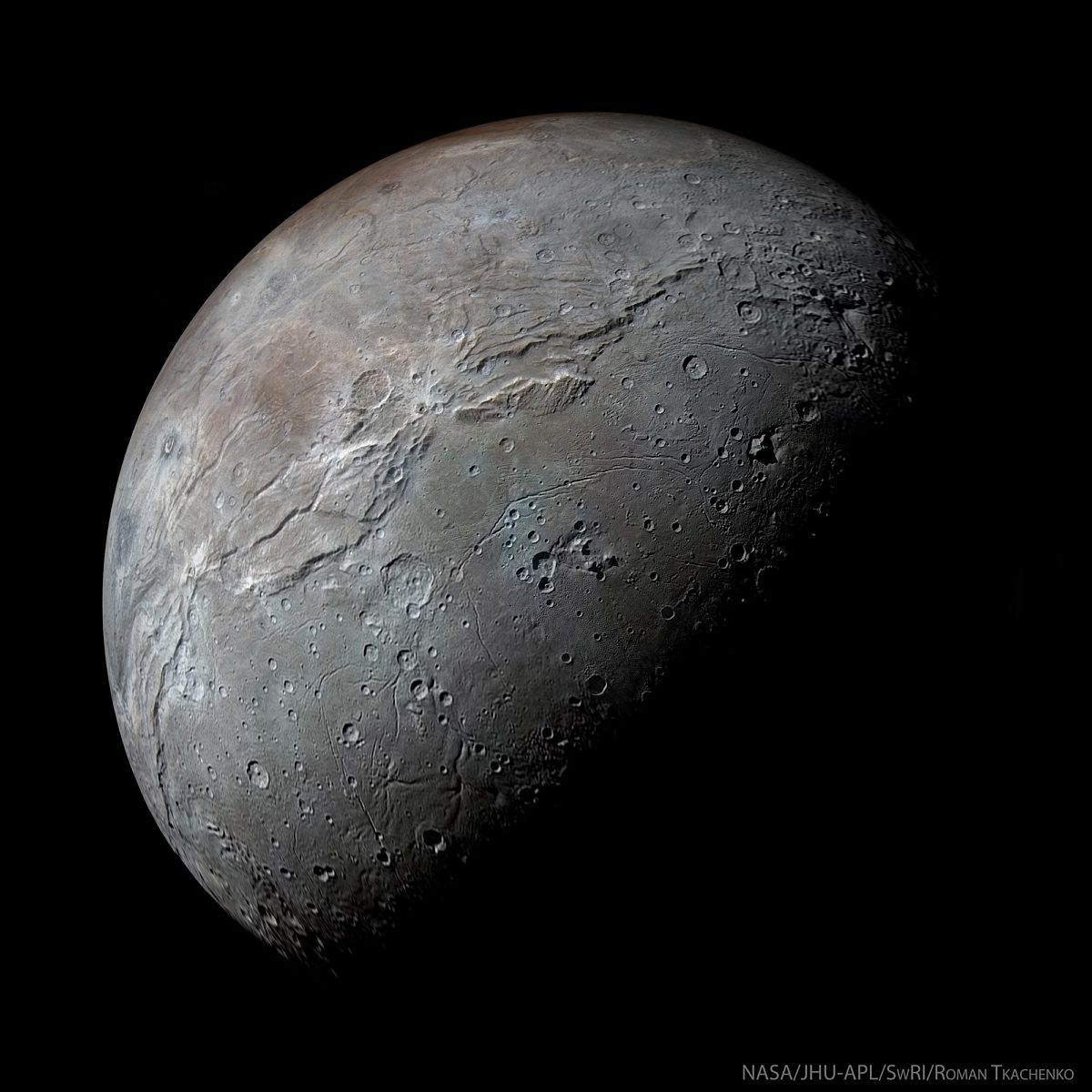 Simulated View Of A Half Phase Charon The Planetary Society