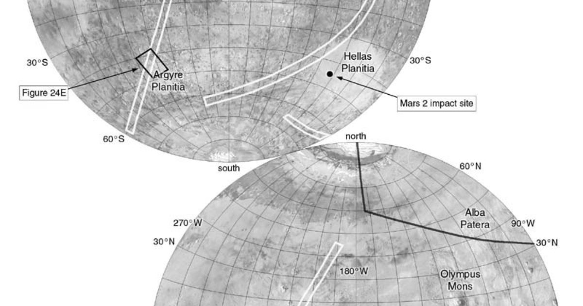 Map Of Data Acquired By The Mars 3 Mission The Planetary Society