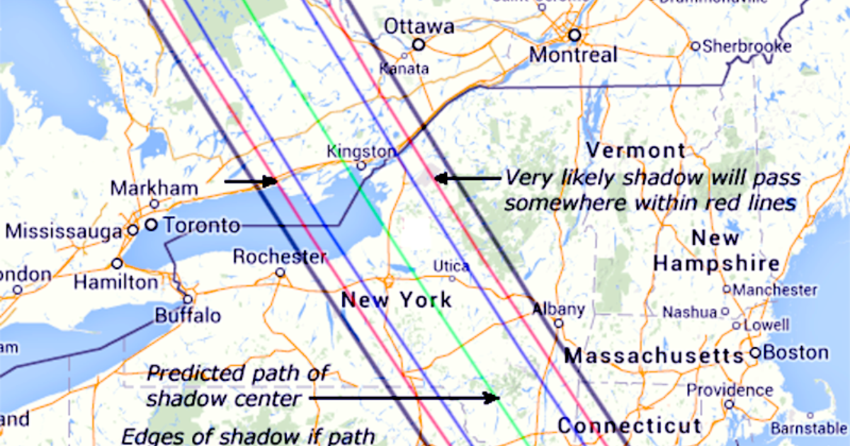 Predicted path of shadow of (163) Erigone… | The Planetary Society