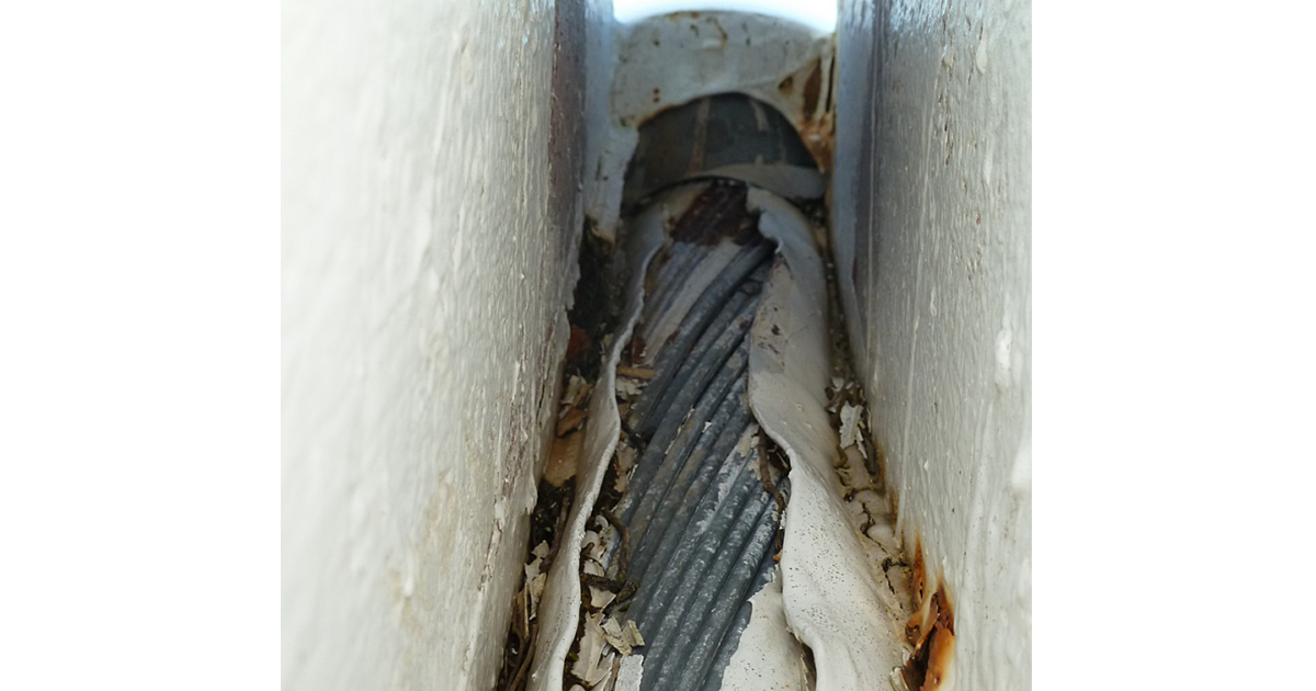 Three views of the damaged cable The Society