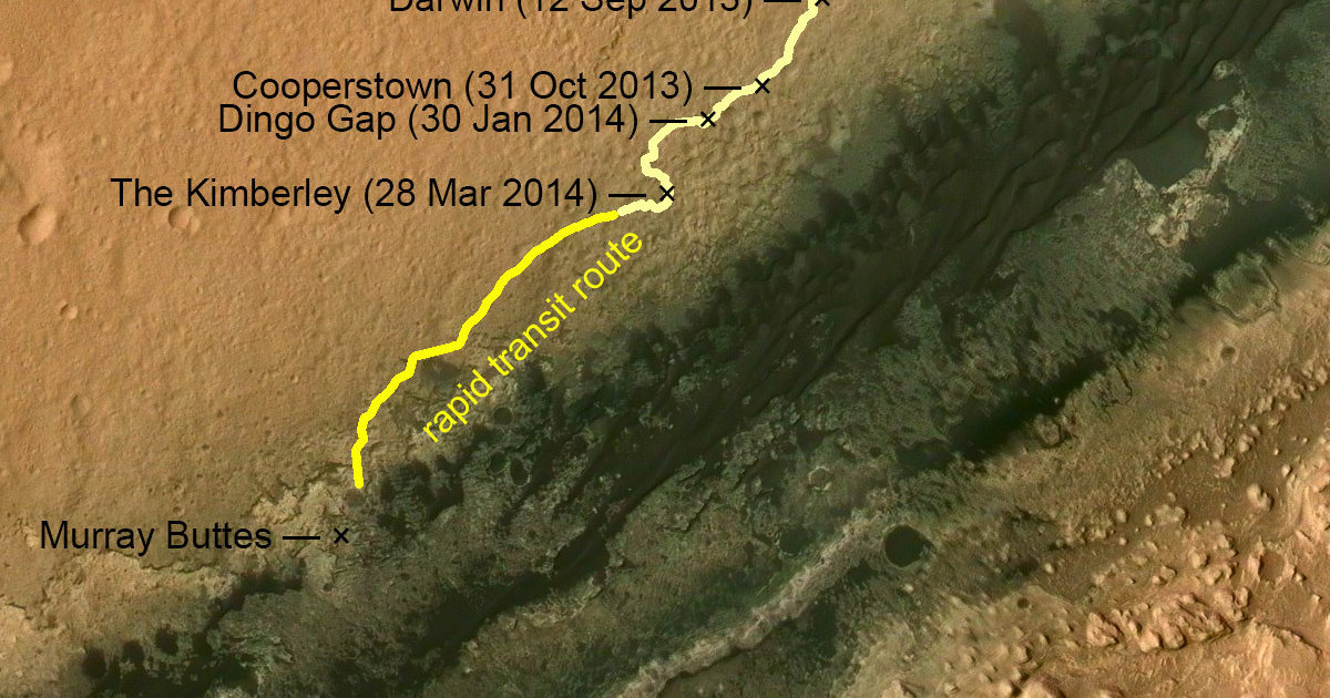 Curiosity route map: Wide view (updated to… | The Planetary Society