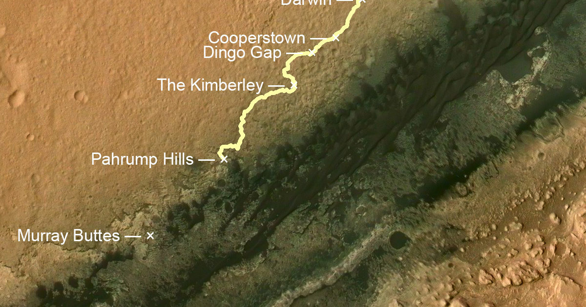Curiosity route map: Wide view (updated to… | The Planetary Society