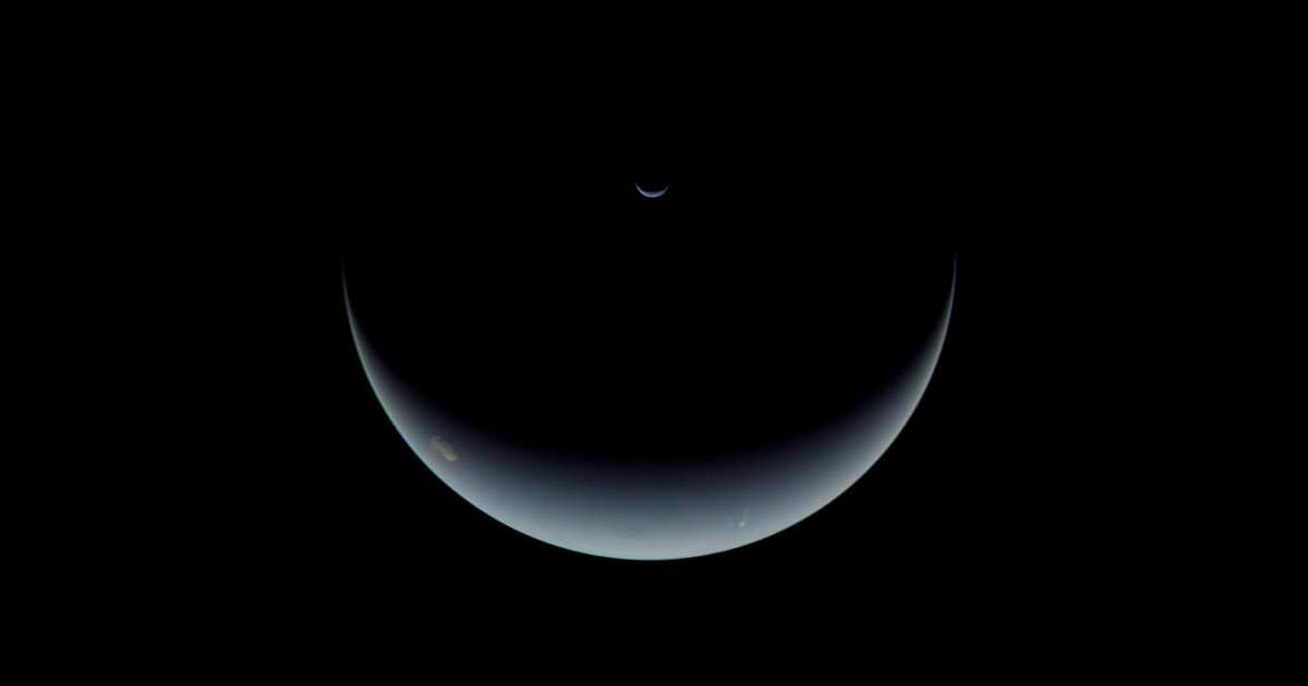Crescent Triton Over Neptune The Planetary Society