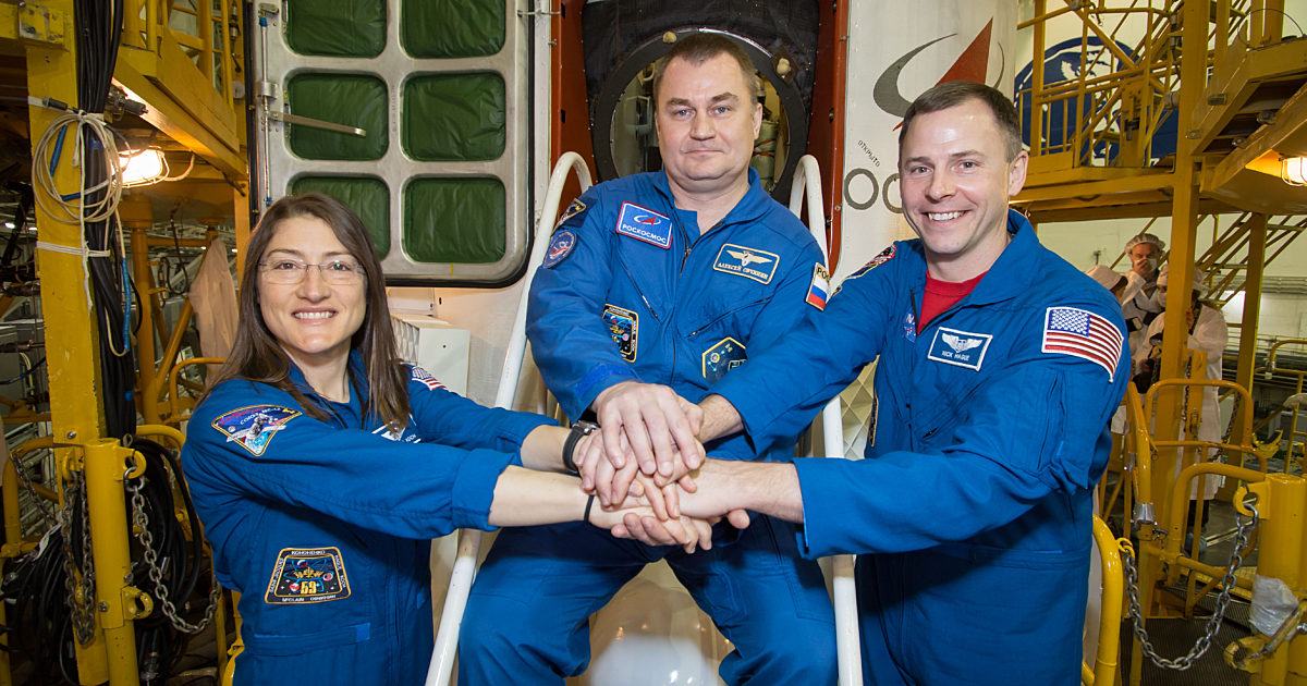 Soyuz MS-12 crew prior to launch | The Planetary Society