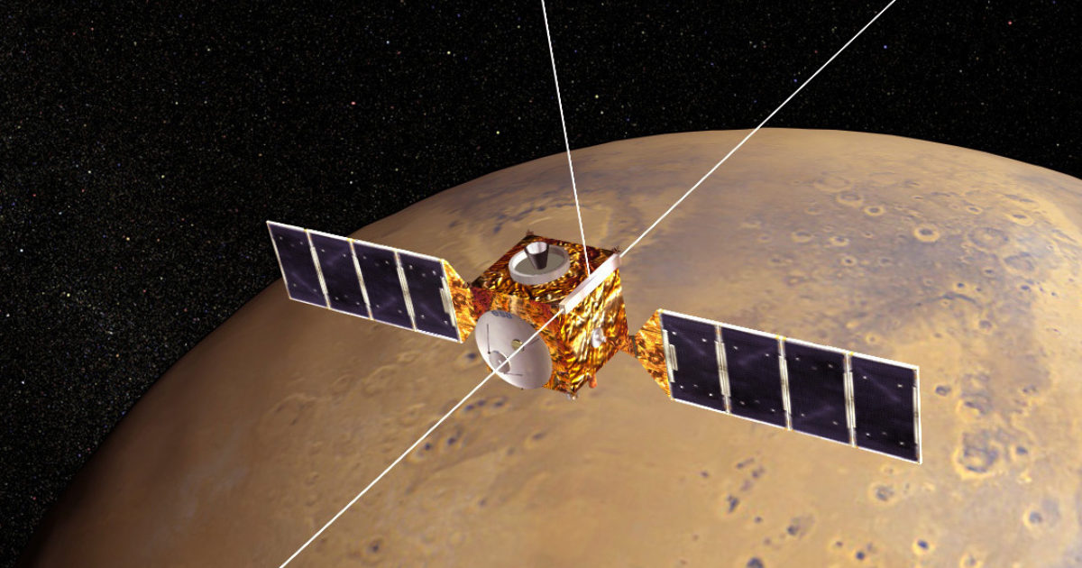 Spacecraft Mars Express Orbiting Mars. Stock Illustration - Illustration of  battery, shuttle: 39256620