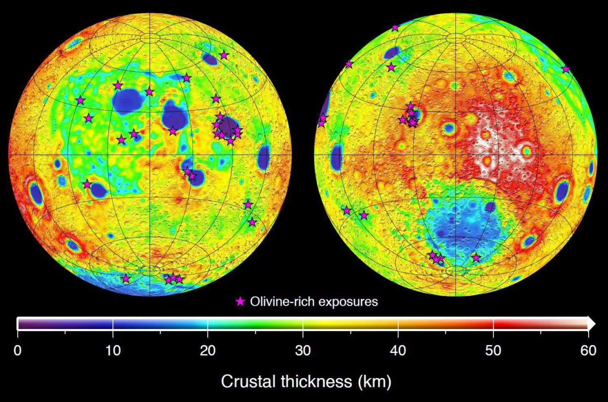 Map of the Moon's nearside and farside crustal thickness inferred from NASA’s GRAIL mission data