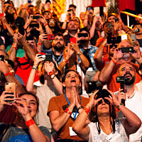 Crowd watching the launch of LightSail 2
