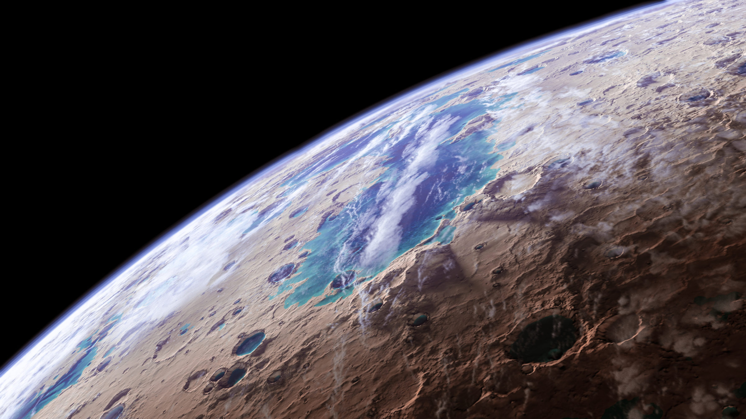 Eridania lake, Mars (artist's impression) The Society