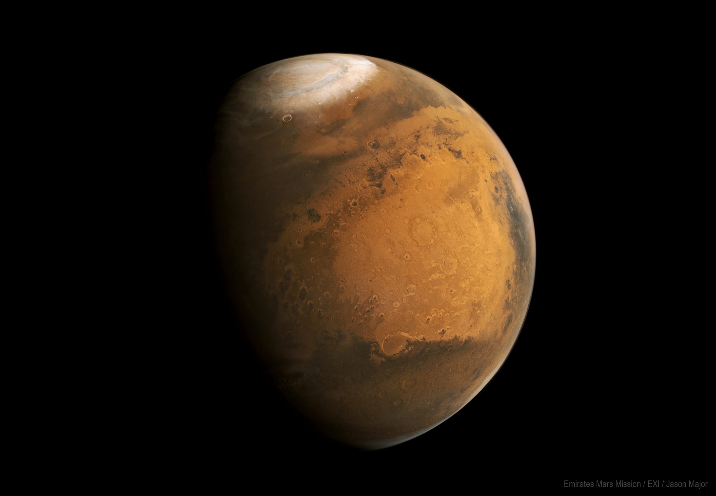 Mars and its northern polar cap from the Hope… | The Planetary Society