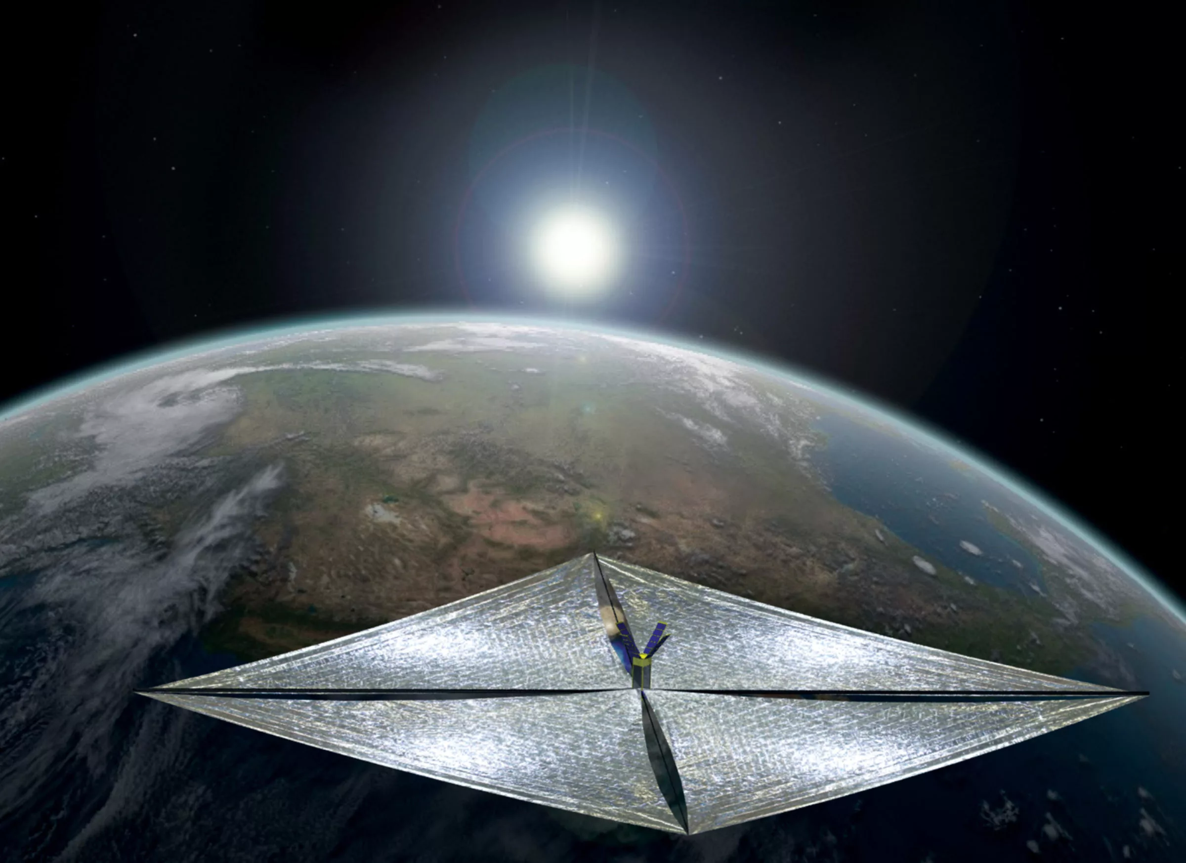 LightSail 1 Artist's concept against Earth