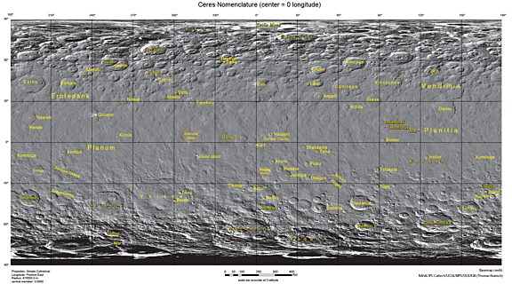 Ceres map with nomenclature as of February… | The Planetary Society