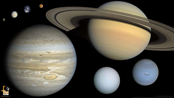 The eight planets, to scale (widescreen) | The Planetary Society