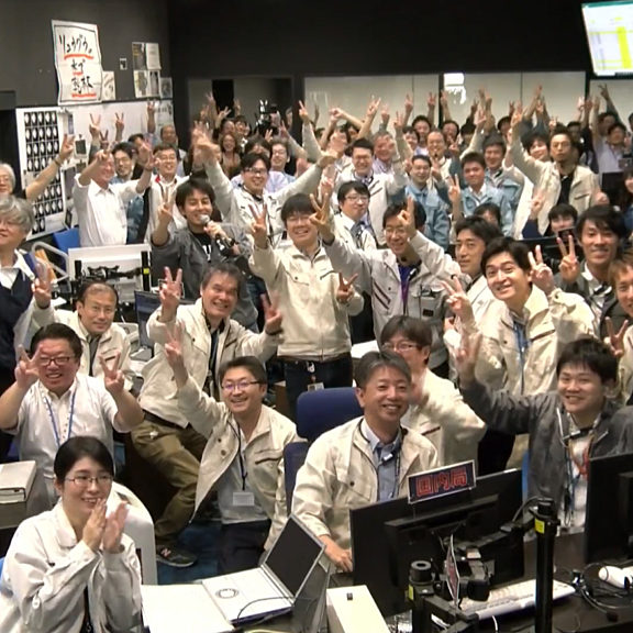 20190711 hayabusa2 touchdown mission control celebration