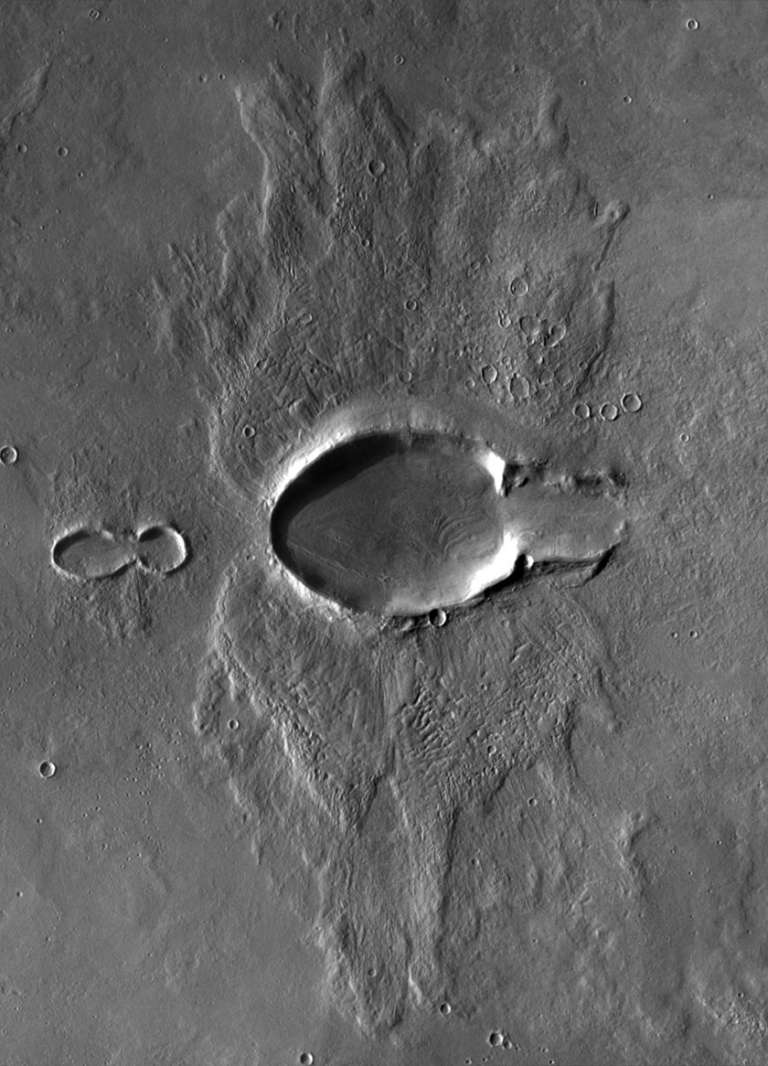 Elongated "butterfly crater" on Mars | The Planetary Society