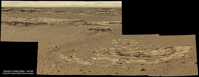 Outcrops in Violet Valley, Curiosity sol 546 | The Planetary Society