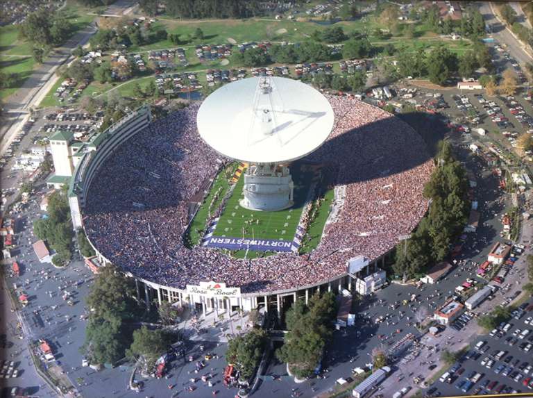 The 70-m DSN antenna placed inside the Rose… | The Planetary Society