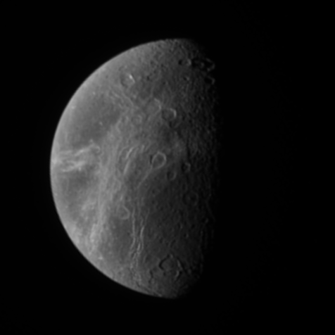 Half-phase Dione rotating (13-image animation)